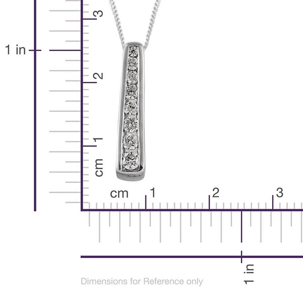 AAA Simulated Diamond (Rnd) Pendant With Chain in Platinum Overlay Sterling Silver