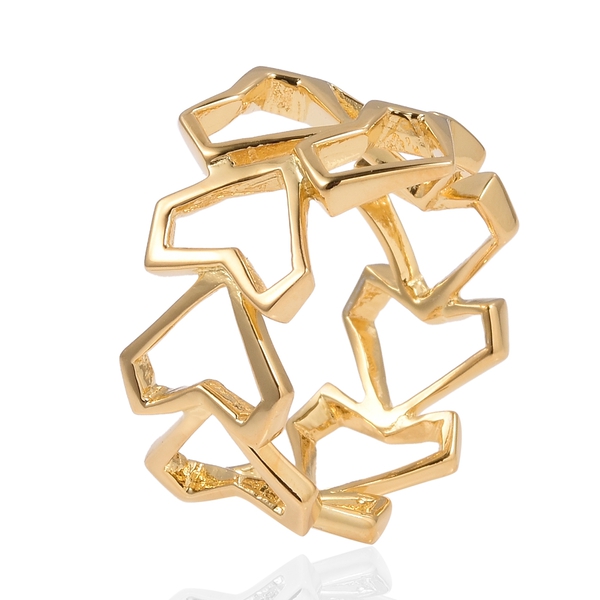 WEBEX- RACHEL GALLEY Yellow Gold  Plated Sterling Silver Heart Ring, Silver wt 3.96 gms.