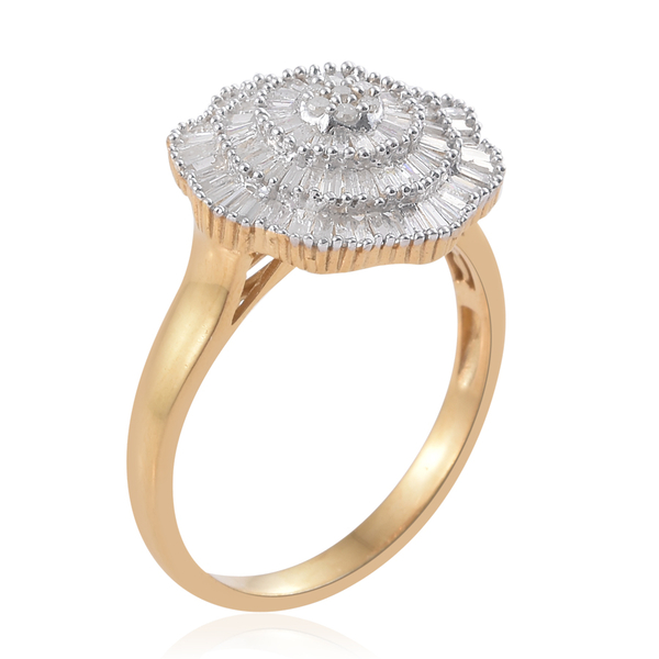 Diamond (Rnd) Ballerina Ring in 14K Gold Overlay Sterling Silver 1.150 Ct.
