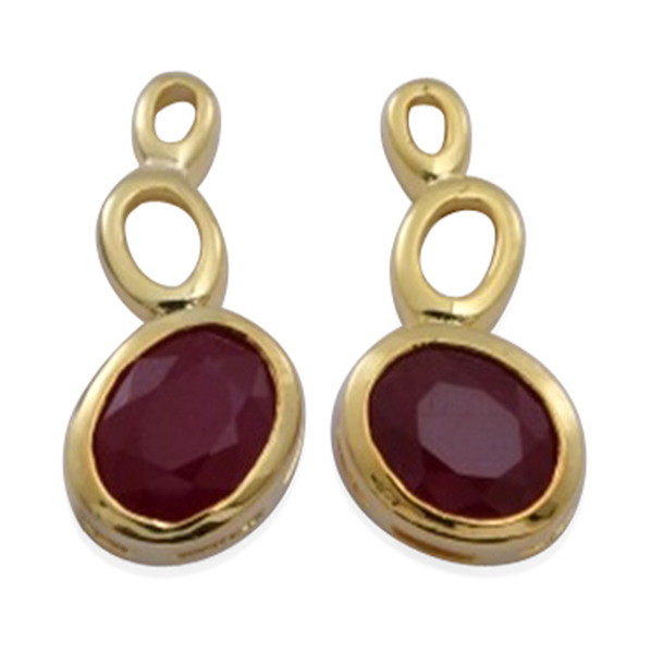 African Ruby (Ovl) Earrings (with Push Back) in 14K Gold Overlay Sterling Silver 5.500 Ct.