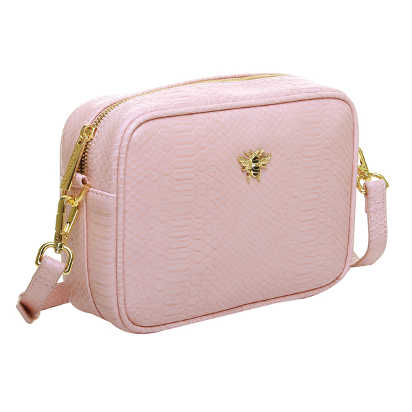 Limited Edition - ALICE WHEELER Mayfair Camera Snake Pattern Crossbody Bag (Size 22x16x7 Cm) - Pink