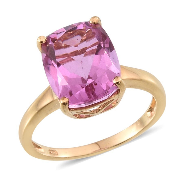 Kunzite Colour Quartz (Cush) Solitaire Ring in 14K Gold Overlay Sterling Silver 6.000 Ct.