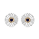 Masoala Sapphire (FF) Floral Stud Earrings (with Push Back) in Platinum and Gold Overlay Sterling Si