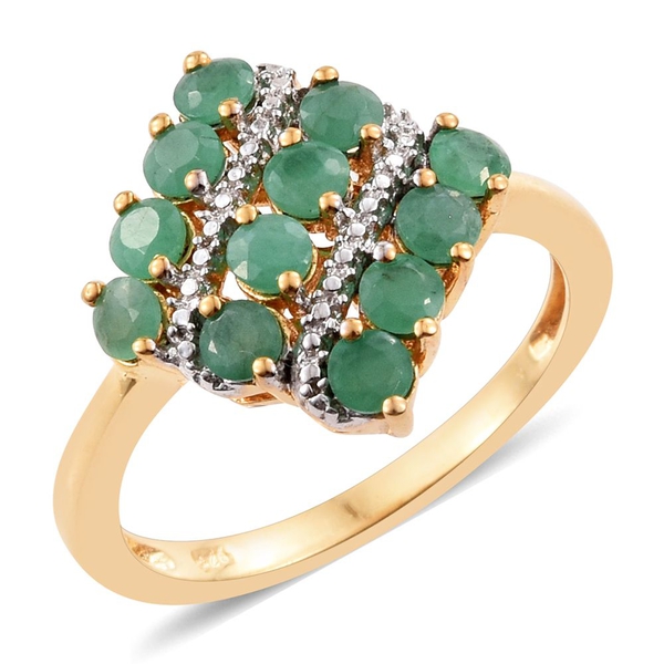 Brazilian Emerald (Rnd) Ring in 14K Gold Overlay Sterling Silver 1.250 Ct.