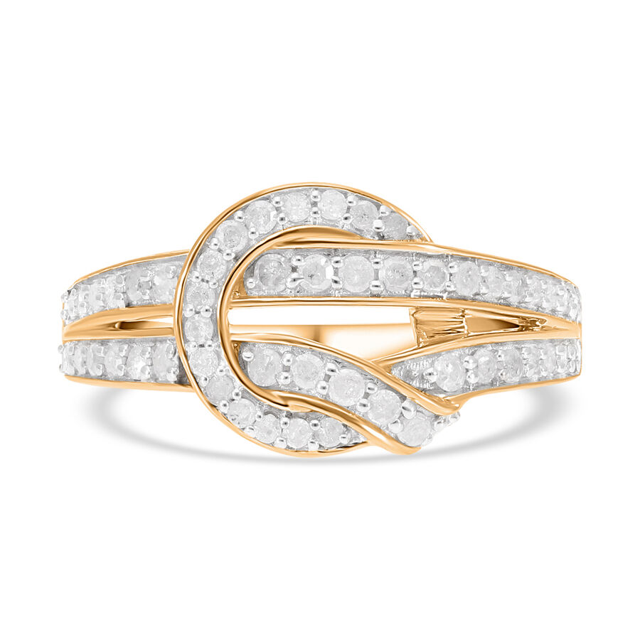 Designer Inspired- Diamond Ring in YG Vermeil Plated Sterling Silver 0.50 Ct.