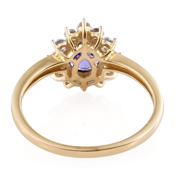 Limited Available- 9K Yellow Gold AA Tanzanite (Pear 1.00 Ct), Natural Cambodian Zircon Ring 1.750 Ct.