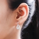 Turkizite and Natural Cambodian Zircon Dangling Earrings (with Push Back) in Platinum Overlay Sterling Silver 1.24 Ct.