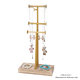 3 Tier Jewellery Stand in Gold Colour with Wooden Base