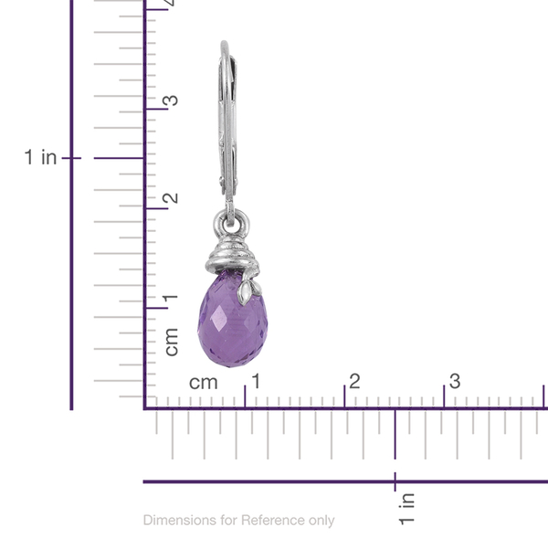Checkerboard Cut AA Lusaka Amethyst Lever Back Earrings in Platinum Overlay Sterling Silver 4.500 Ct.