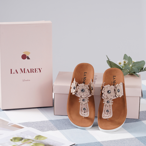 LA MAREY Floral Pattern Sandals (Size 3) - Pink