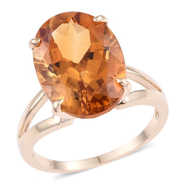 9K Y Gold Rare Size AAA Citrine (Ovl) Solitaire Ring 13.75 Ct.