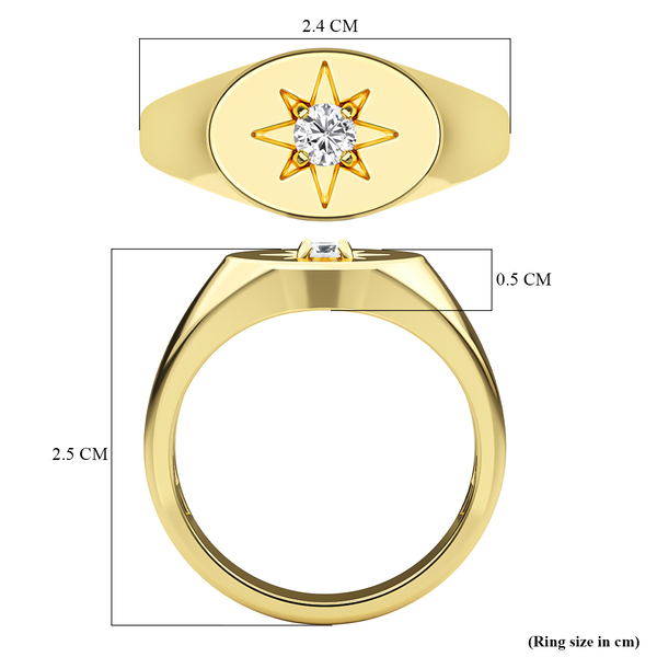 Natural Cambodian Zircon Ring in Yellow Gold Overlay Sterling Silver