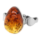 Natural Baltic Amber Bangle (Size 7) in Sterling Silver ,Silver wt 24.8 Gms