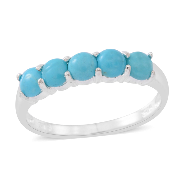 Arizona Sleeping Beauty Turquoise (Rnd) 5 Stone Ring in Sterling Silver 1.000 Ct.