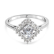 Lustro Stella Platinum Overlay Sterling Silver Ring Made with Finest CZ 1.94 Ct