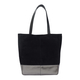 ASSOTS LONDON Paige 100% Genuine Leather Suede & MetallicTote Bag (Size 36x35x10 Cm) - Black & Pewter