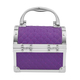 2 Layer Quilted Pattern Aluminium Jewellery Organiser with Handle, Lock and Inside Mirror (Size 12x10x7.5 Cm) - Purple