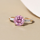 9K Yellow Gold Pink and White Moissanite Ring 1.87 Ct.
