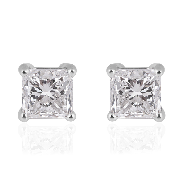 ILIANA 18K White Gold Independent Laboratories Certified Diamond (SI2/G-H) Stud Earrings (with Screw