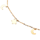 9K Yellow Gold Crescent Moon & Star Necklace (Size - 17.50)