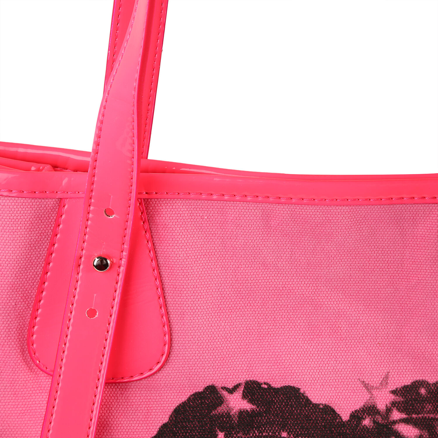 FIORUCCI Eco-Friendly Angle Printed Canvas Tote Bag with Zipper Closure (Size 39x17x31 Cm) - Neon Pink