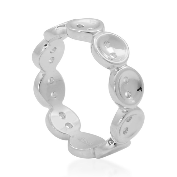 LucyQ Button Ring in Rhodium Plated Sterling Silver
