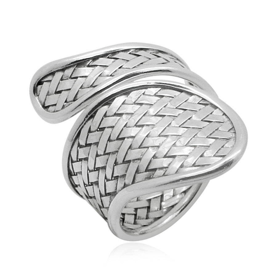 Royal Bali Bamboo Weave Collection Sterling Silver Ring, Silver wt 5.70 Gms.