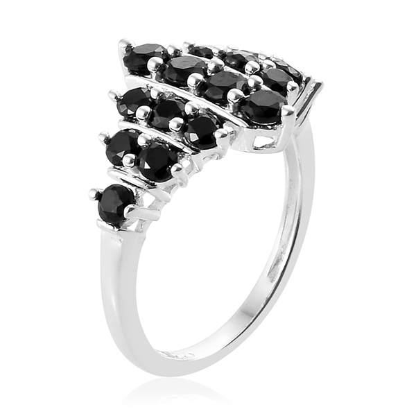 Boi Ploi Black Spinel (Rnd) Cluster Ring in Sterling Silver 1.500 Ct.