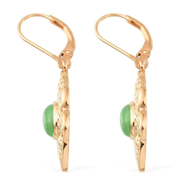 Green Jade (Ovl) Lever Back Earrings in 14K Gold Overlay Sterling Silver 2.000 Ct.