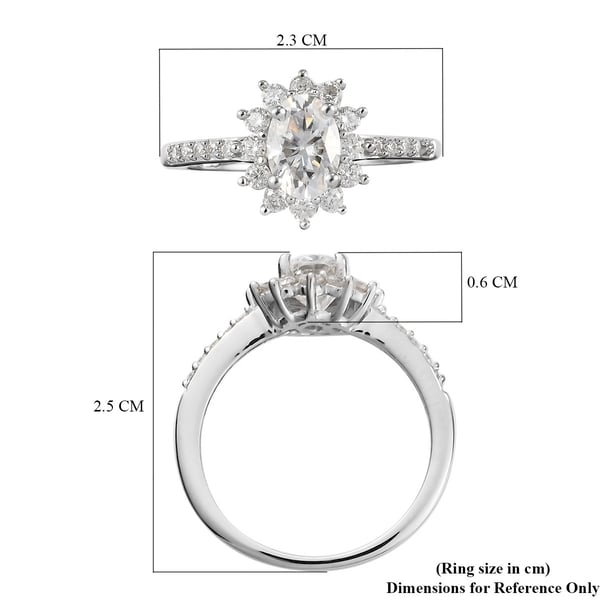 Moissanite Ring in Platinum Overlay Sterling Silver 1.300  Ct.