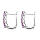 Amethyst Hoop Earrings in Platinum Overlay Sterling Silver 1.18 Ct.