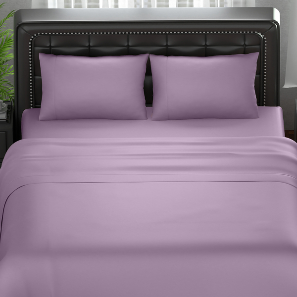 SERENITY NIGHT 4 Piece Set - 100% Bamboo Sheet Set (Includes Flat Sheet, Fitted Sheet and 2 Pillowcases) - Lavender (Size Double)