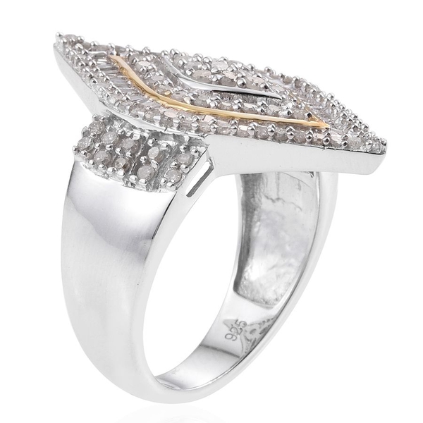 Diamond (Rnd) Ring in Platinum and Yellow Gold Overlay Sterling Silver 1.000 Ct.