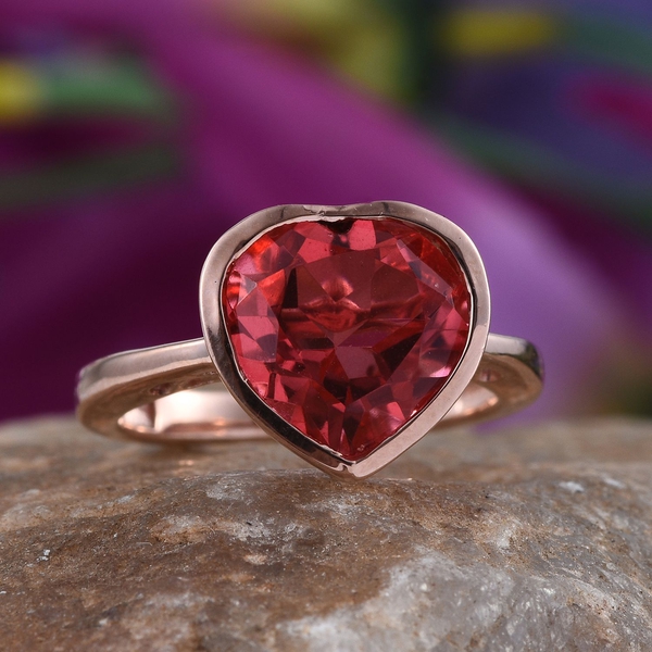 Padparadscha Quartz (Hrt) Solitaire Ring in Rose Gold Overlay Sterling Silver 3.500 Ct.