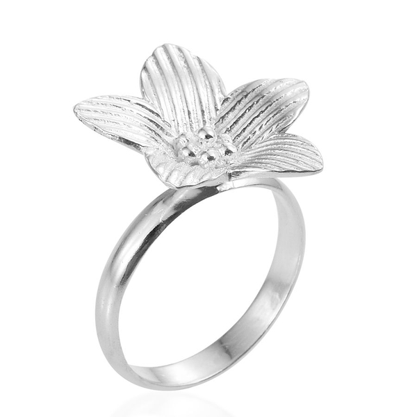 Designer Inspired Sterling Silver Floral Ring, Silver wt 3.34 Gms.