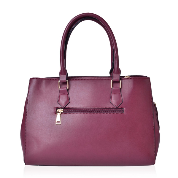 Croc Embossed Burgundy Colour Tote Bag with 2 External Zipper Pockets and Adjustable and Removable Shoulder Strap (Size 34X25X13.5 Cm)