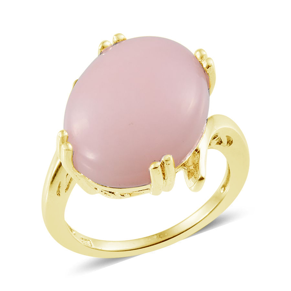 Peruvian Pink Opal (Ovl) Ring in 14K Gold Overlay Sterling Silver 15.000 Ct.