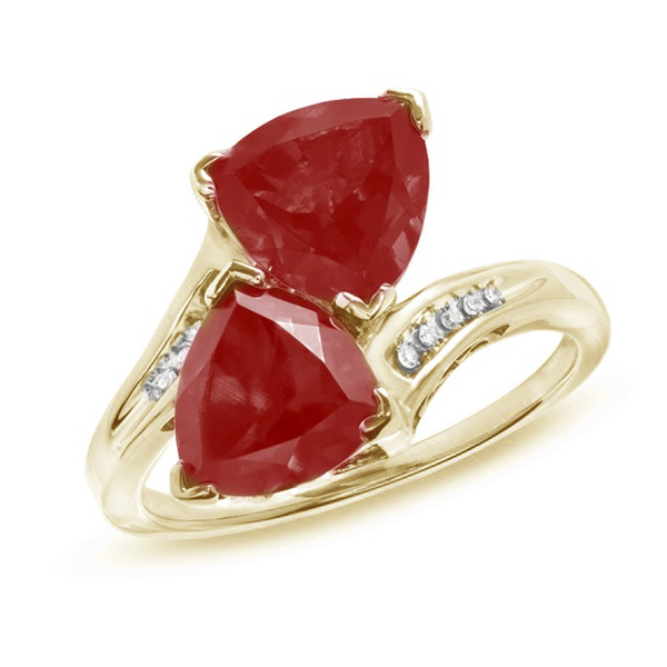 African Ruby (Trl), White Topaz Crossover Ring in 14K Gold Overlay Sterling Silver 5.100 Ct.