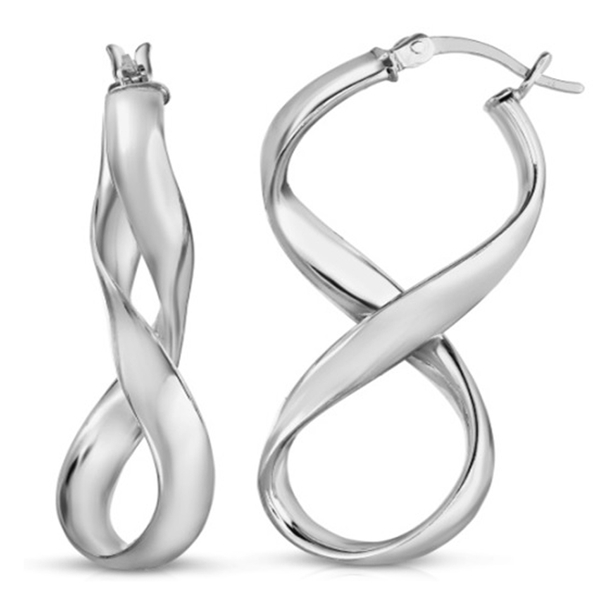 JCK Vegas Collection Sterling Silver Infinity Hoop Earrings (with Clasp), Silver wt 4.20 Gms.