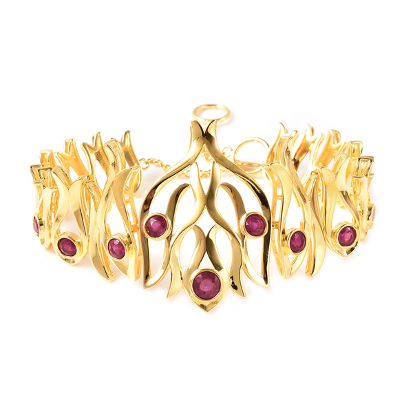 LucyQ Flame Collection - African Ruby (FF) Bracelet (Size 8) in Yellow Gold Overlay Sterling Silver 