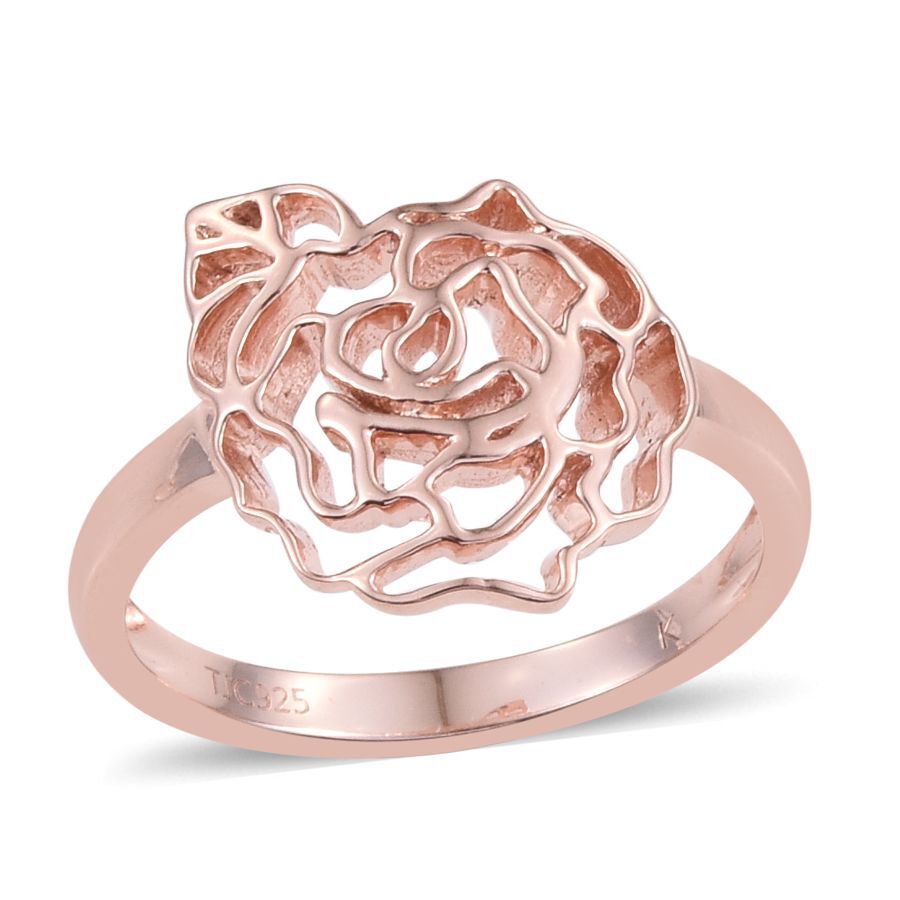 Kimberley Rose Gold Overlay Sterling Silver Floral Ring, Silver wt 3.55 Gms.
