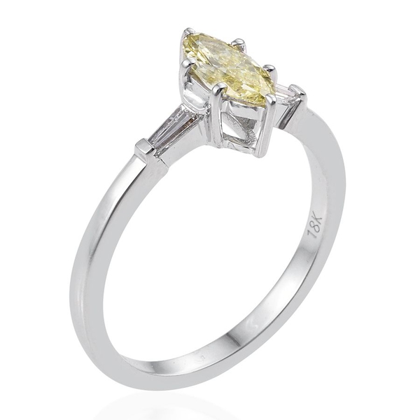 ILIANA 18K W Gold Rare Canary Diamond (Mrq 0.60 Ct), White Diamond Ring 0.750 Ct.