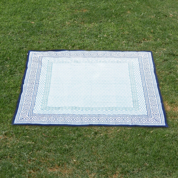 100% Cotton Blue and White Colour Hand Block Printed Table Cover (Size 150x150 Cm)