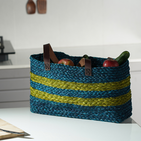Handmade Sabai Grass Veg Bucket Bag (Size 41x23x14 Cm) - Green
