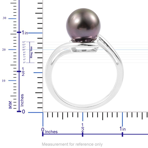 Limited Edition - RHAPSODY 950 Platinum AAAA Tahitian Pearl (Rnd 10-11mm) Solitaire Ring - Platinum Weight 6.00 Grams
