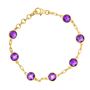 Amethyst Bracelet (Size - 7.5 With Extender) in 14K Gold Overlay Sterling Silver 7.65 Ct.