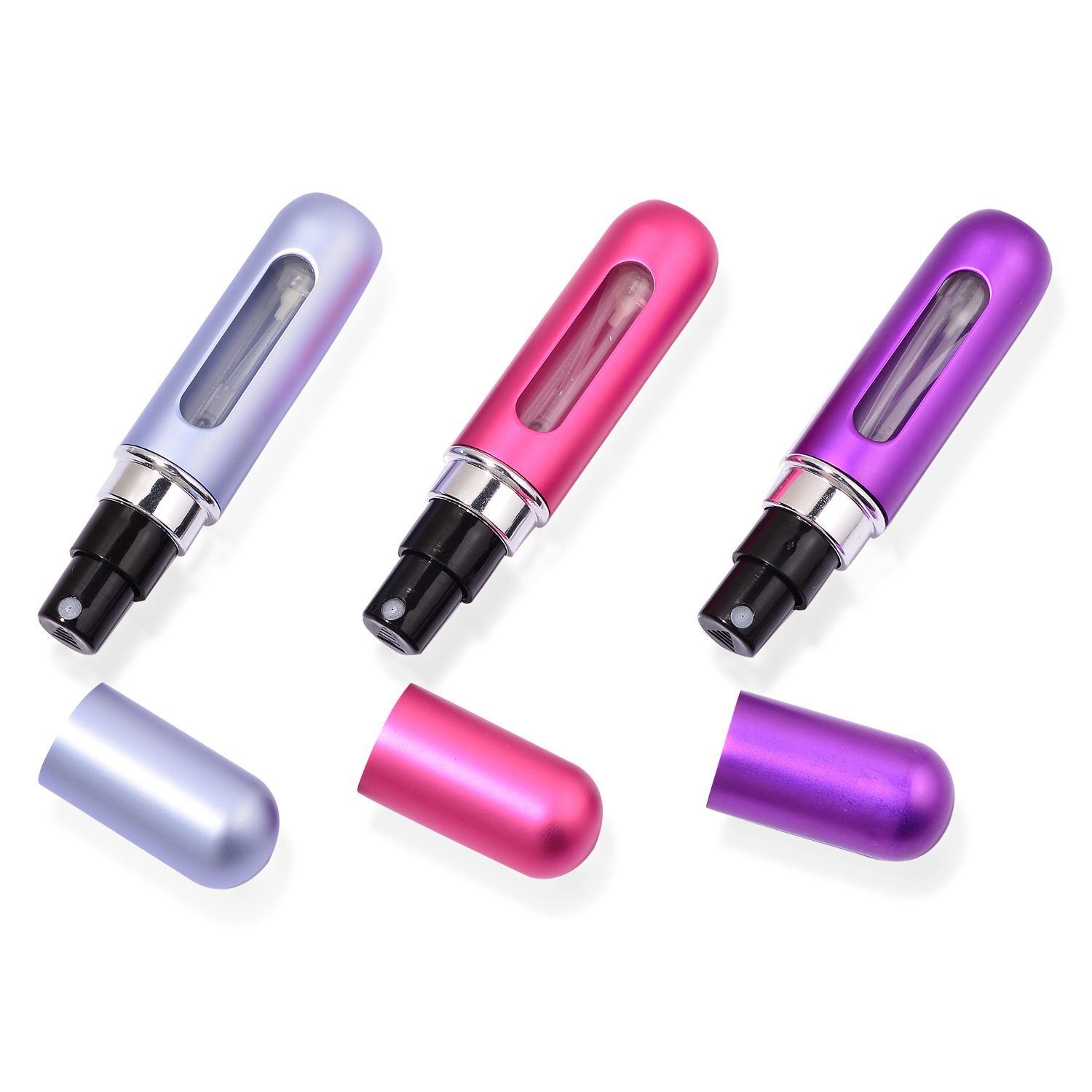 Set of 3 - Grey, Purple and Rose Colour Pocket Perfume (Size 8.8x1.7 Cm)