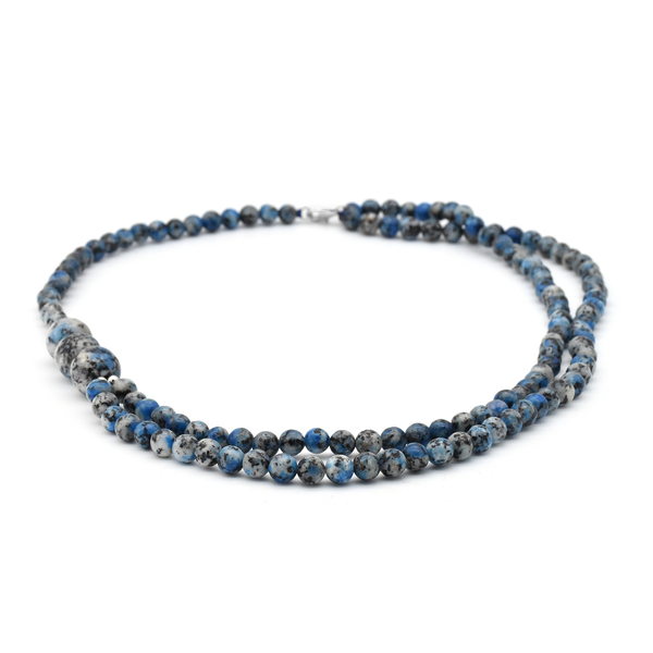 K2 Azurite Beaded Necklace (Size 20) in Rhodium Overlay Sterling Silver 233.50 Ct.