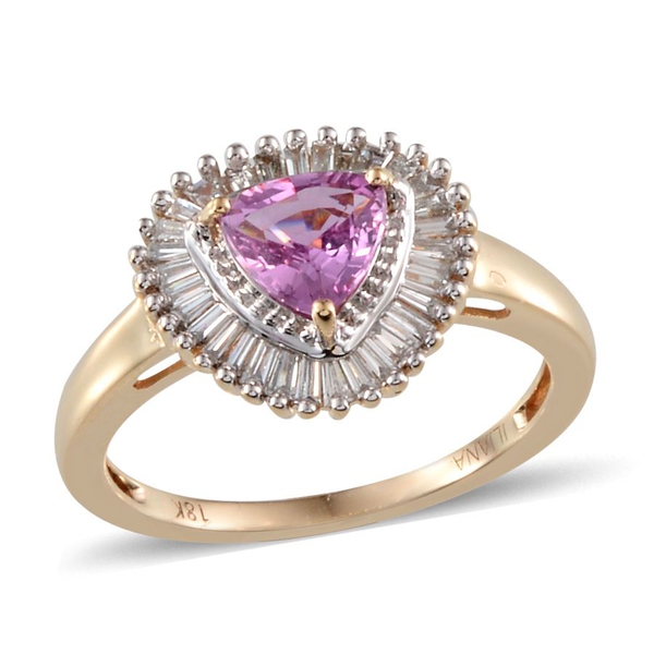 ILIANA 18K Yellow Gold Pink Sapphire (Trl 0.85 Ct), Diamond (SI/G-H) Ring 1.250 Ct.