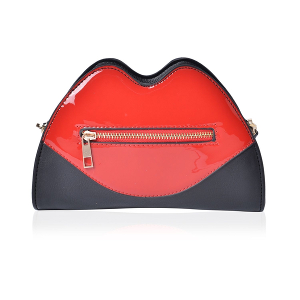 Designer Inspired Lip Design Red and Black Colour Crossbody Bag (Size 23x15x6 Cm)